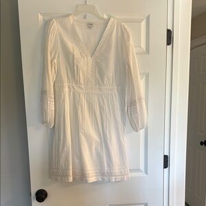 J. Crew White Long Sleeve V-Neck Sundress